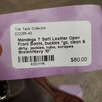 Soft Leather Open Front Boots, buckles *gc, clean & dirty, jockies, rubs, scrapes
