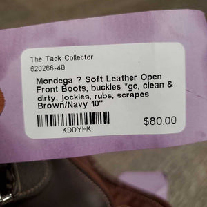 Soft Leather Open Front Boots, buckles *gc, clean & dirty, jockies, rubs, scrapes