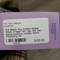 Hvy Cotton Stable Sheet, 0 legs/ tail *vgc, mnr hair, stains, puckers, clumpy fleece
