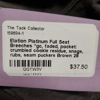 Full Seat Breeches *gc, faded, pocket: crumbled cookie residue, snags, rubs, seam puckers
