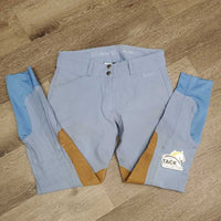 Full Seat Breeches *gc, faded, pocket: crumbled cookie residue, snags, rubs, seam puckers
