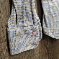 JUNIORS Hvy LS Show Shirt, 2x Velcro Collars *gc, older, mnr faded, seam puckers, v.rubbed & pilly, crinkled
