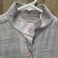 JUNIORS Hvy LS Show Shirt, 2x Velcro Collars *gc, older, mnr faded, seam puckers, v.rubbed & pilly, crinkled

