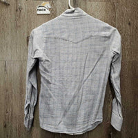 JUNIORS Hvy LS Show Shirt, 2x Velcro Collars *gc, older, mnr faded, seam puckers, v.rubbed & pilly, crinkled
