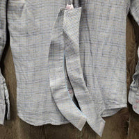 JUNIORS Hvy LS Show Shirt, 2x Velcro Collars *gc, older, mnr faded, seam puckers, v.rubbed & pilly, crinkled
