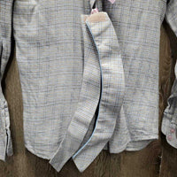 JUNIORS Hvy LS Show Shirt, 2x Velcro Collars *gc, older, mnr faded, seam puckers, v.rubbed & pilly, crinkled
