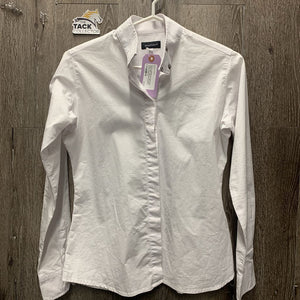 JUNIORS LS Show Shirt, snap collar *vgc/xc, mnr loose button threads, seam puckers, crinkles