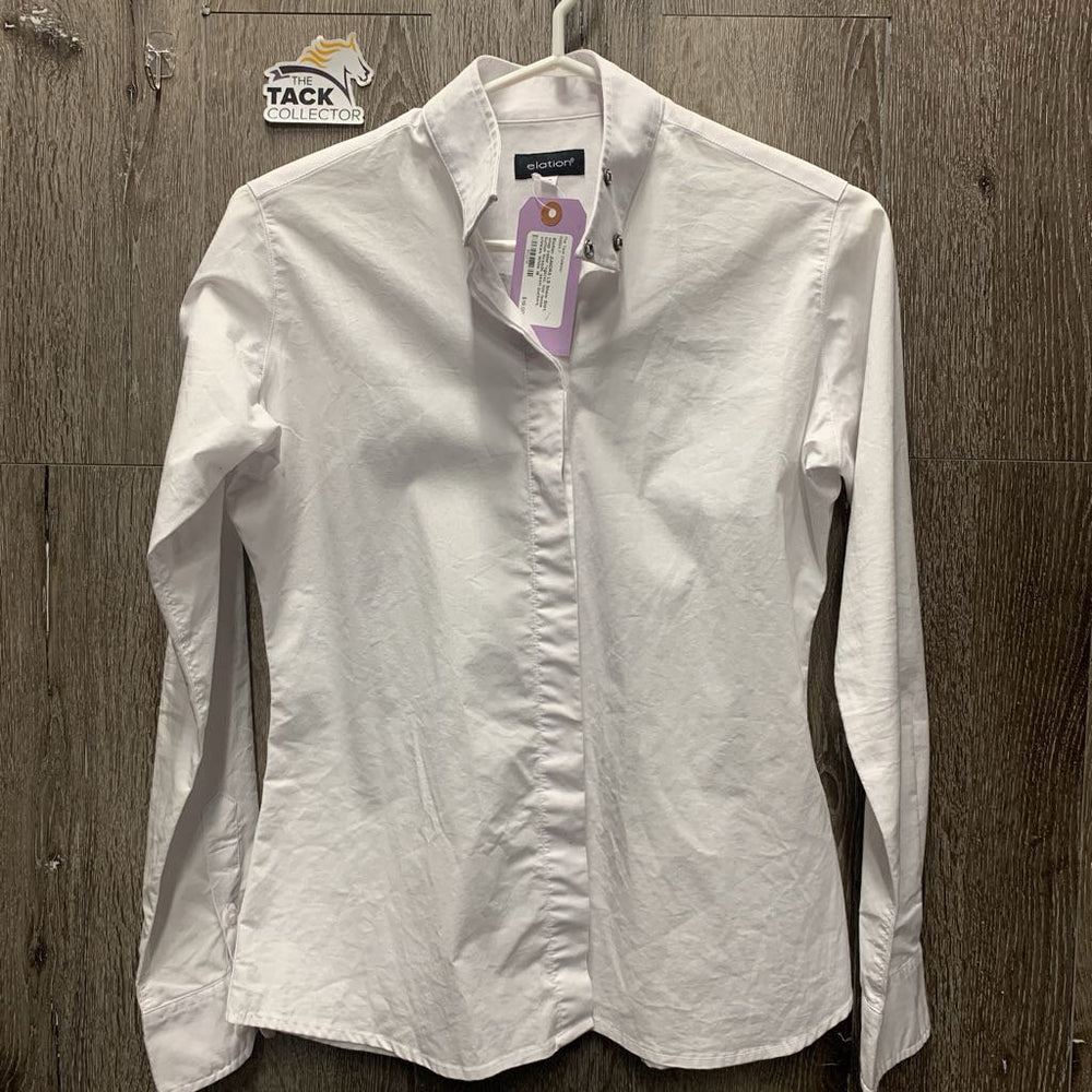 JUNIORS LS Show Shirt, snap collar *vgc/xc, mnr loose button threads, seam puckers, crinkles