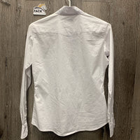JUNIORS LS Show Shirt, snap collar *vgc/xc, mnr loose button threads, seam puckers, crinkles