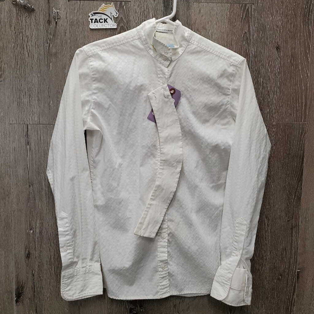 LS Show Shirt, 2x Button Collars *gc, older, v.puckered, stained collar