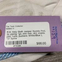Quilt Jumper Saddle Pad, 2x piping *gc, mnr hair, dirt, stains, pills, rubs, puckers
