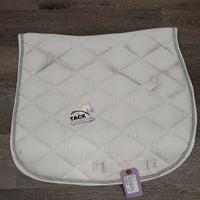 Thick Quilt Dressage Saddle Pad, 1x piping, cut tabs *gc clean, stains, puckers, dingy, mnr hair, pills, dingy
