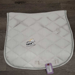 Thick Quilt Dressage Saddle Pad, 1x piping, cut tabs *gc clean, stains, puckers, dingy, mnr hair, pills, dingy