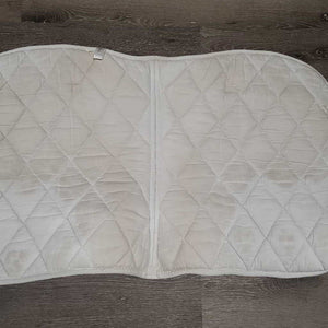 Thick Quilt Dressage Saddle Pad, 1x piping, cut tabs *gc clean, stains, puckers, dingy, mnr hair, pills, dingy
