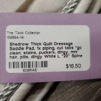 Thick Quilt Dressage Saddle Pad, 1x piping, cut tabs *gc clean, stains, puckers, dingy, mnr hair, pills, dingy
