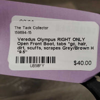 RIGHT ONLY Open Front Boot, tabs *gc, hair, dirt, scuffs, scrapes