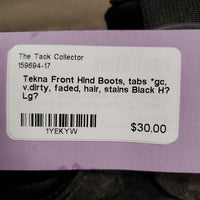 Pr Open Hind Boots, tabs *gc, v.dirty, faded, hair, stains