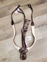 Leather & Elastic Breastplate, Running Martingale Attach, snaps *vgc/xc, clean & mnr dirt, xholes
