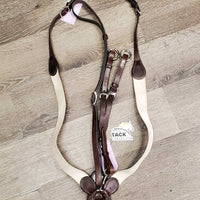 Leather & Elastic Breastplate, Running Martingale Attach, snaps *vgc/xc, clean & mnr dirt, xholes
