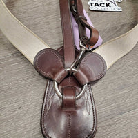 Leather & Elastic Breastplate, Running Martingale Attach, snaps *vgc/xc, clean & mnr dirt, xholes