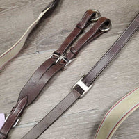 Leather & Elastic Breastplate, Running Martingale Attach, snaps *vgc/xc, clean & mnr dirt, xholes
