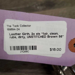 Leather Girth, 2x els *fair, clean, rubs, dirty, UNSTITCHED