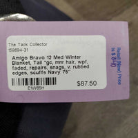 Med Winter Blanket, Tail *gc, mnr hair, wpf, faded, repairs, snags, v. rubbed edges, scuffs
