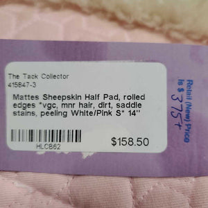 Sheepskin Half Pad, rolled edges *vgc, mnr hair, dirt, saddle stains, peeling