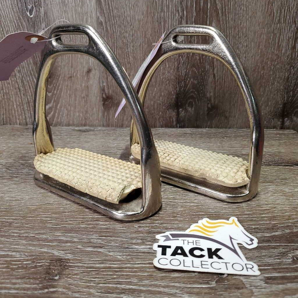 Hvy Stirrup Irons, grips *fair, clean, stains, v.torn rubber bottoms