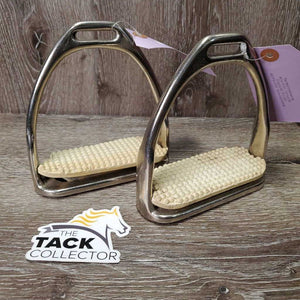 Hvy Stirrup Irons, grips *fair, clean, stains, v.torn rubber bottoms