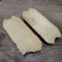 Hvy Stirrup Irons, grips *fair, clean, stains, v.torn rubber bottoms
