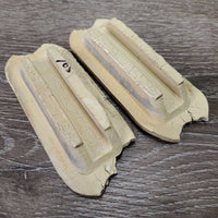 Hvy Stirrup Irons, grips *fair, clean, stains, v.torn rubber bottoms
