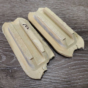 Hvy Stirrup Irons, grips *fair, clean, stains, v.torn rubber bottoms
