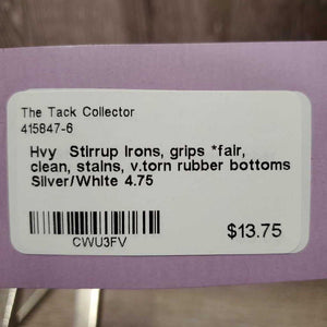 Hvy Stirrup Irons, grips *fair, clean, stains, v.torn rubber bottoms