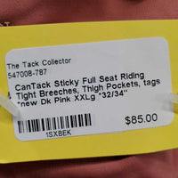 Sticky Full Seat Riding Tight Breeches, Thigh Pockets, tags *new
