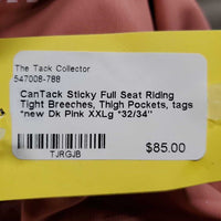 Sticky Full Seat Riding Tight Breeches, Thigh Pockets, tags *new
