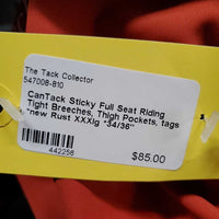 Sticky Full Seat Riding Tight Breeches, Thigh Pockets, tags *new
