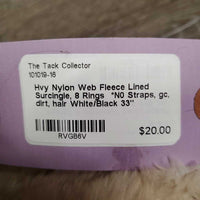 Hvy Nylon Web Fleece Lined Surcingle, 8 Rings *N0 Straps, gc, dirt, hair
