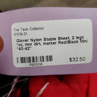 Nylon Stable Sheet, 2 legs *xc, mnr dirt, marker
