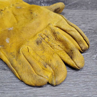 JUNIORS Hvy Deer Skin Gloves *gc, dirt, stains, rubs