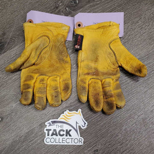 JUNIORS Hvy Deer Skin Gloves *gc, dirt, stains, rubs