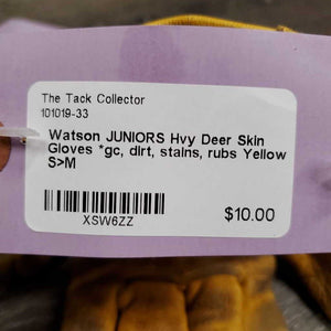 JUNIORS Hvy Deer Skin Gloves *gc, dirt, stains, rubs