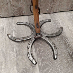Vintage Wood Harness Hame & Horseshoe Base small Table *vgc, dusty, bent rings, splitting wood, rough edges