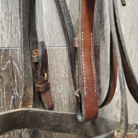 Flat Leather Bridle, Laced Reins *gc, dirt, stains, loose keepers, older, cracks