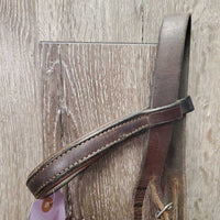 Padded Leather Bridle, v.Thick Braided Reins *NO Noseband, gc, rubs, residue, v.stiff hooks, loose keepers, edge scrapes, dents