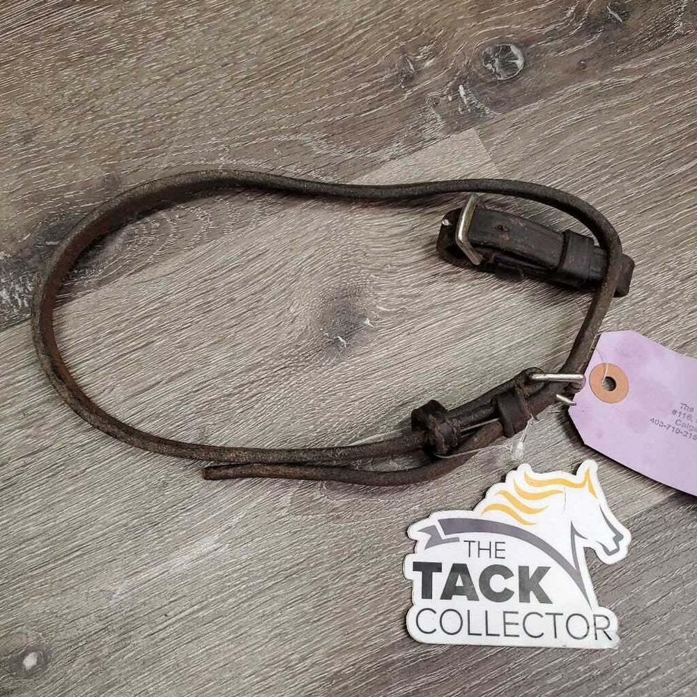 Flat Soft Leather Flash, Buckle on Noseband Attachment *gc, trimmed end, residue, faded, clean, dents, rubs, scrapes