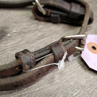 Flat Soft Leather Flash, Buckle on Noseband Attachment *gc, trimmed end, residue, faded, clean, dents, rubs, scrapes
