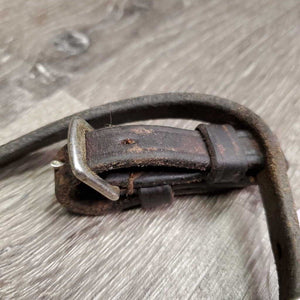 Flat Soft Leather Flash, Buckle on Noseband Attachment *gc, trimmed end, residue, faded, clean, dents, rubs, scrapes