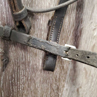 Rsd Leather Bridle, Thick Braided Reins *gc, dirt, scraped edges, tight keepers, loose browband
