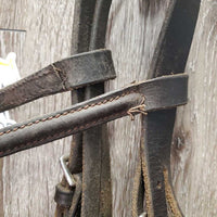 Rsd Leather Bridle, Thick Braided Reins *gc, dirt, scraped edges, tight keepers, loose browband
